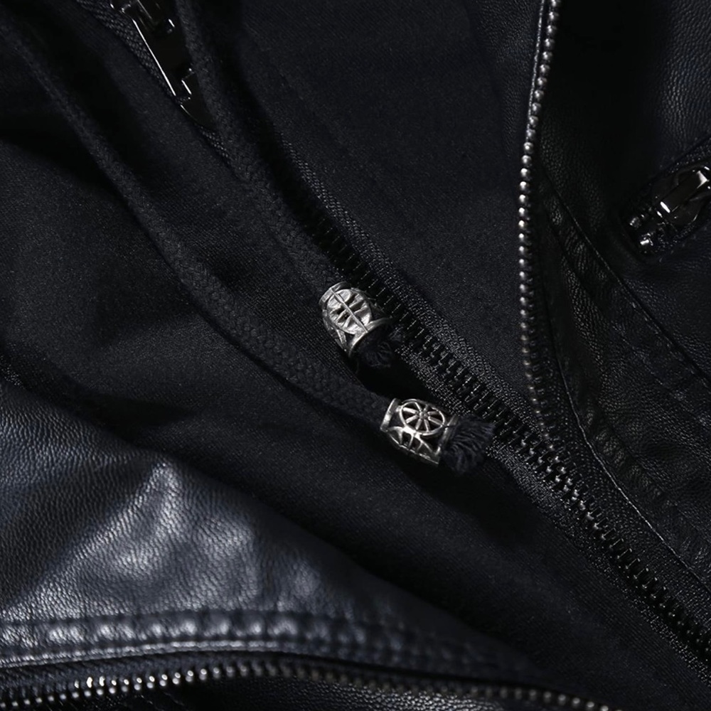 New w/o Tags Tanming Woman’s Removable Hooded Faux Leather Jacket - Picture 7 of 7